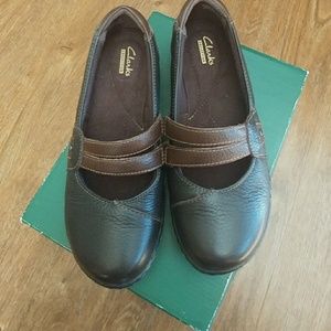 Clarks casual leather slip on Mary Jane style